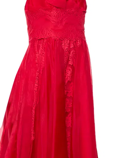 Pre-owned Dolce & Gabbana Lace-detailed Midi Dress In Red