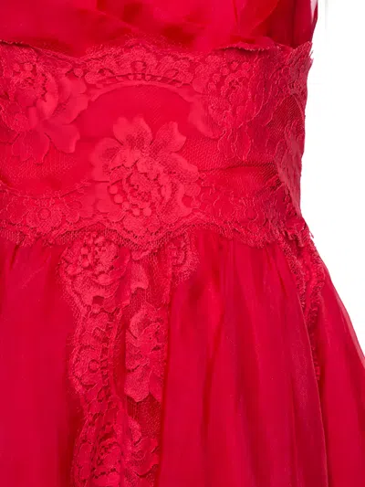 Pre-owned Dolce & Gabbana Lace-detailed Midi Dress In Red