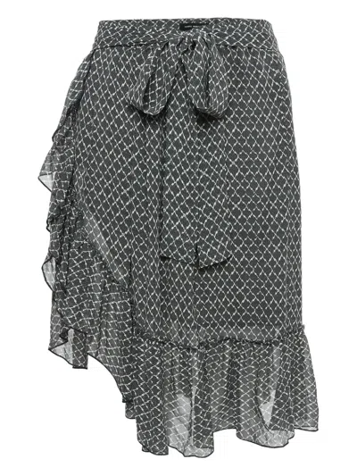 Pre-owned Isabel Marant Vintage  Asymmetrical Ruffled Skirt In Black