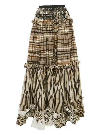 Pre-owned Just Cavalli Vintage  Animal-print Ruffled Skirt