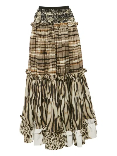 Pre-owned Just Cavalli Vintage  Animal-print Ruffled Skirt