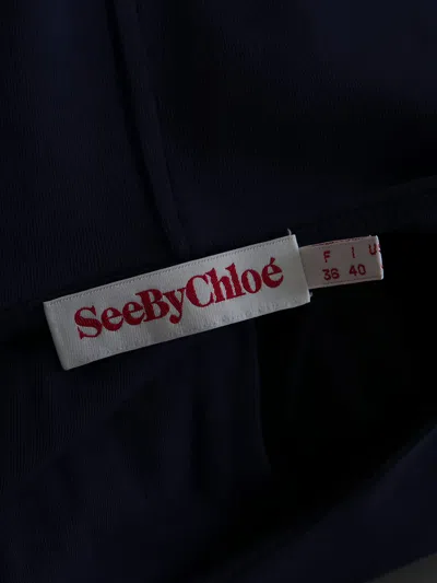 Pre-owned See By Chloé Vintage Puff-sleeve Midi Dress In Blue