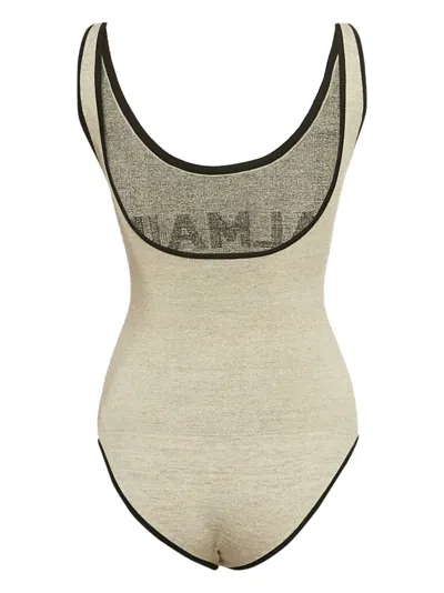 Pre-owned Balmain Logo-print Bodysuit In Neutral