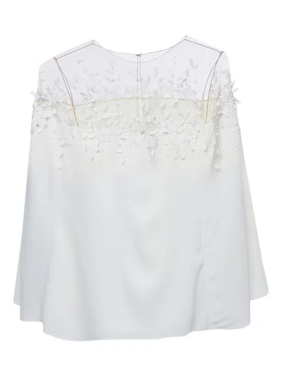 Pre-owned Oscar De La Renta Floral-embellished Top