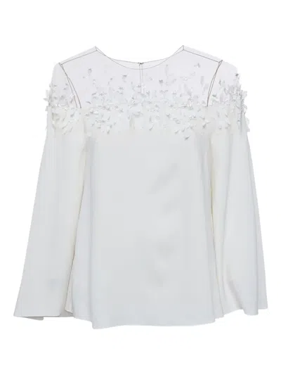 Pre-owned Oscar De La Renta Floral-embellished Top