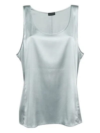 Pre-owned Emporio Armani Satin-finish Top In Gray