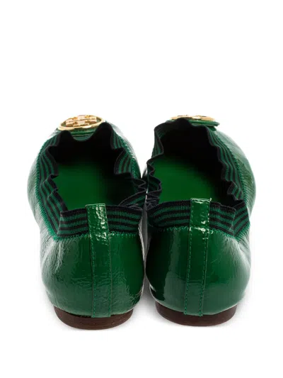 Pre-owned Tory Burch Leather Ballet Flats In Green