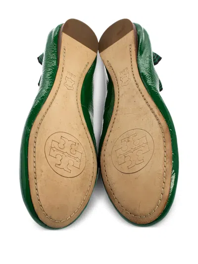 Pre-owned Tory Burch Leather Ballet Flats In Green