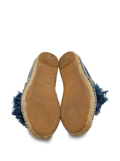 Pre-owned Tory Burch  Fringed Canvas Espadrilles In Blue