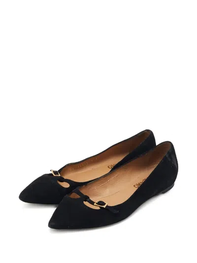 Pre-owned Ferragamo Pointed-toe Ballet Flats In Black