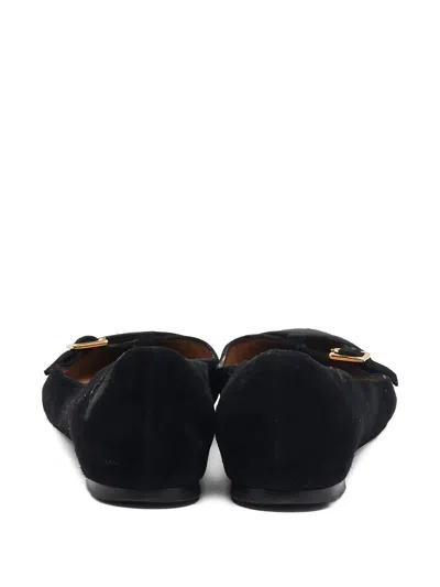 Pre-owned Ferragamo Pointed-toe Ballet Flats In Black