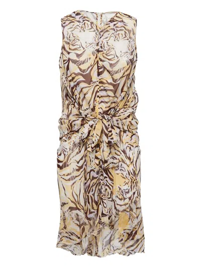 Pre-owned See By Chloé Vintage Animal Print Sleeveless Dress In Brown