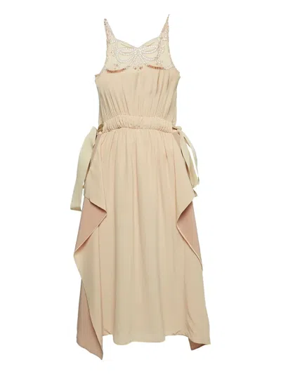 Pre-owned Fendi Silk Midi Dress In Pink