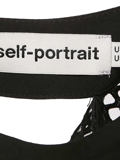 Pre-owned Self-portrait Cut-out Mesh Long-sleeve T-shirt In Black