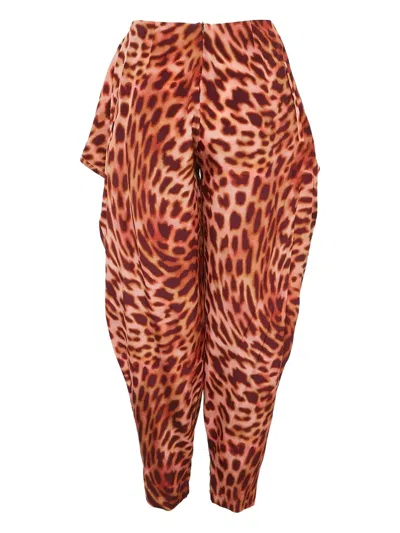 Pre-owned Stella Mccartney Leopard-print Draped Trousers