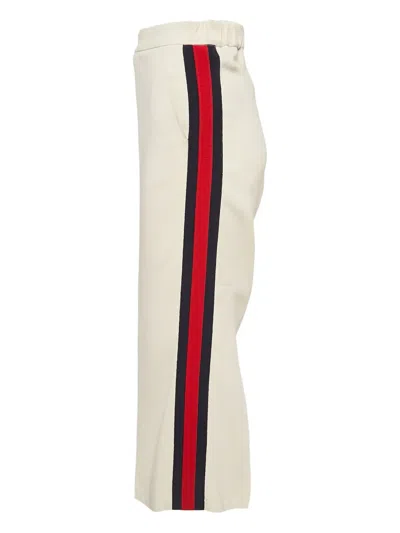 Pre-owned Gucci Web-stripe Trousers In White
