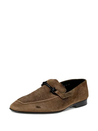 Pre-owned Ferragamo Horsebit Suede Loafers