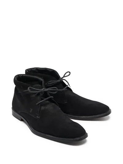 Pre-owned Tod's Vintage  Suede Lace-up Desert Boots In Black