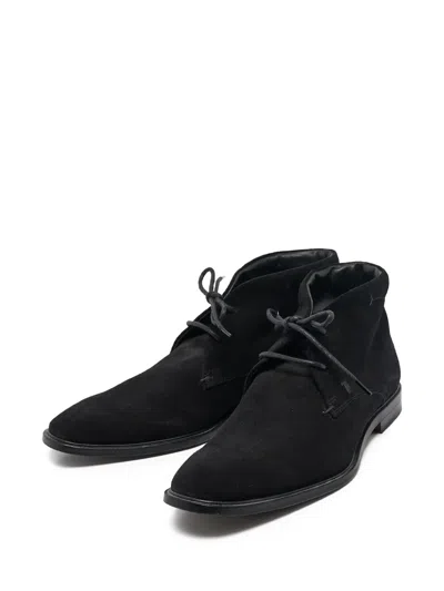 Pre-owned Tod's Vintage  Suede Lace-up Desert Boots In Black