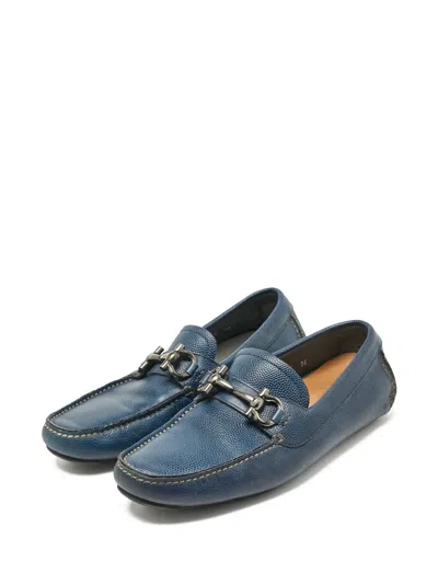 Pre-owned Ferragamo Gancini-buckle Leather Loafers