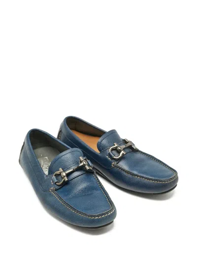 Pre-owned Ferragamo Gancini-buckle Leather Loafers