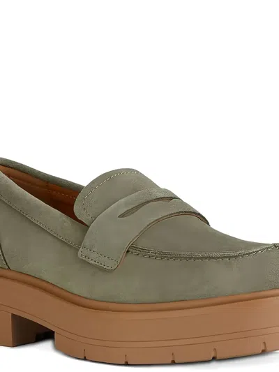 Geox Spherica Platform Penny Loafer In Green