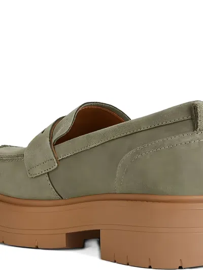 Geox Spherica Platform Penny Loafer In Green