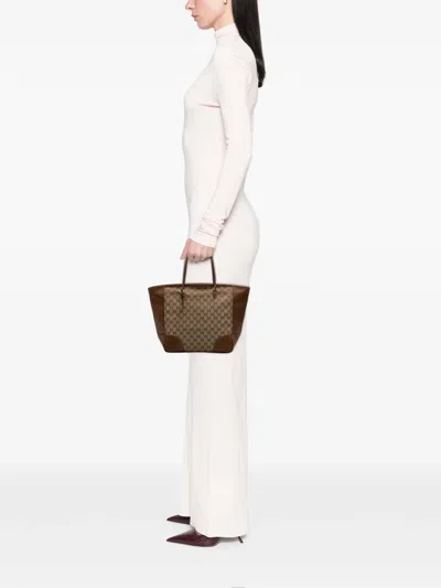 Pre-owned Gucci 2016-2025 Gg Canvas Bree Tote Bag In Brown