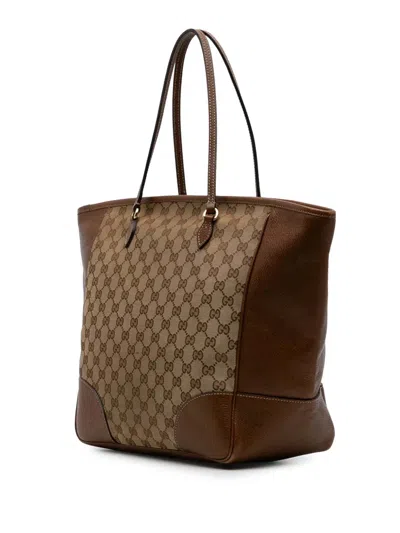 Pre-owned Gucci 2016-2025 Gg Canvas Bree Tote Bag In Brown