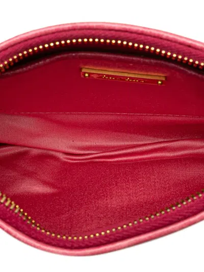 Pre-owned Miu Miu 2010-2025 Matelasse Lambskin Leather Clutch Bag In Pink