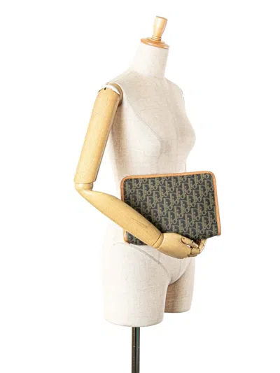 Pre-owned Dior 20th Century Issimo Trotter Coated Canvas Clutch Bag In Blue