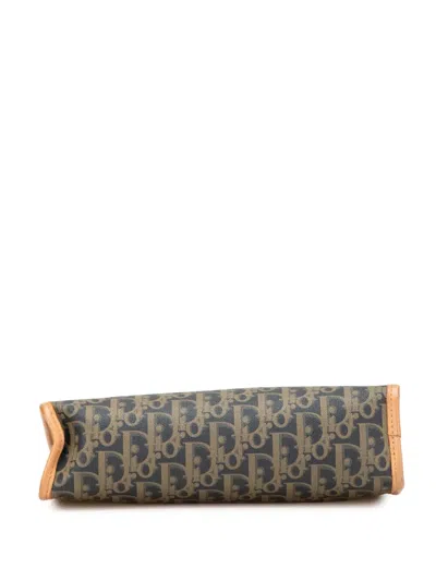 Pre-owned Dior 20th Century Issimo Trotter Coated Canvas Clutch Bag In Blue
