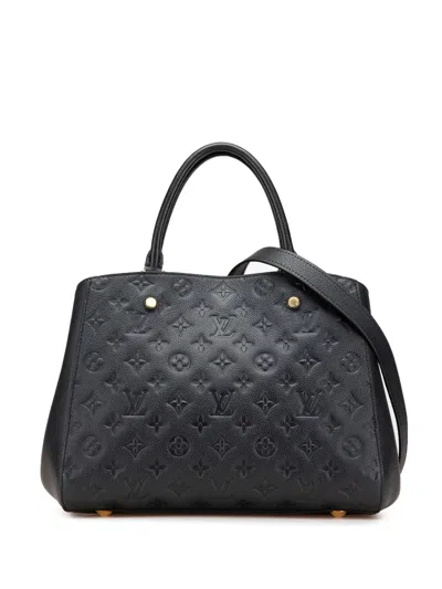 Pre-owned Louis Vuitton 2014 Monogram Empreinte Montaigne Mm Satchel In Black