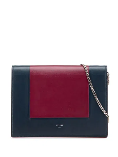 Pre-owned Celine 2017 Leather Frame Wallet On Chain Crossbody Bag In Red