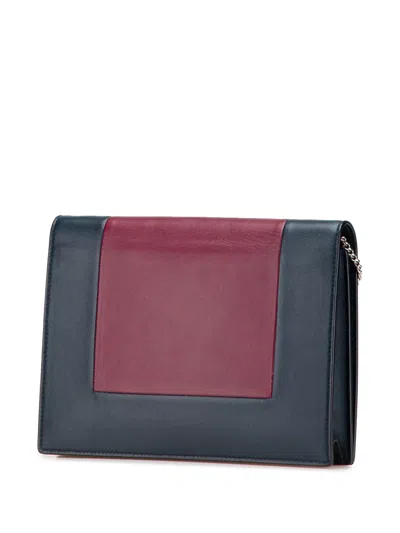 Pre-owned Celine 2017 Leather Frame Wallet On Chain Crossbody Bag In Red