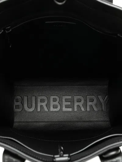 Pre-owned Burberry 2018-2023 Tb Monogram Canvas Tote Satchel In Black