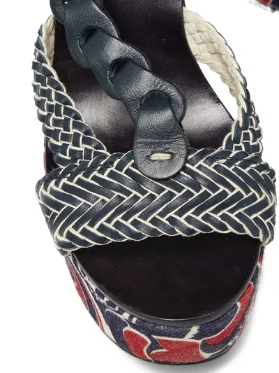Pre-owned Tory Burch  Braided-strap Wedge Sandals