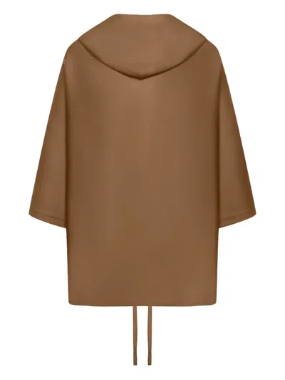 Max Mara Hooded Wool Cardi-coat In Brown