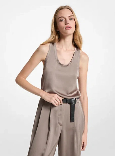 Michael Kors Satin Racerback Tank Top In Gray