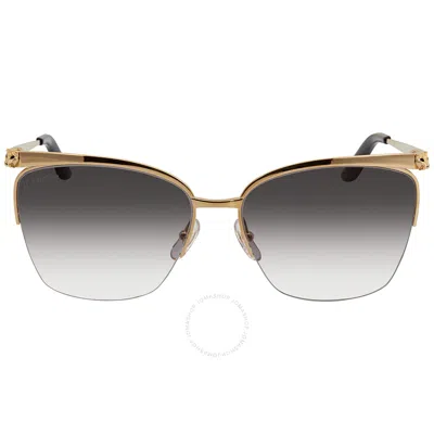 Cartier Panthere De  Grey Gradient Rectangular Ladies Sunglasses Ct0124s 001 59 In Gold