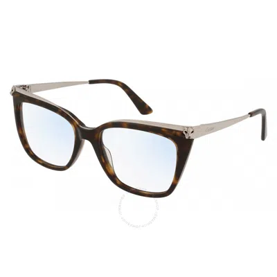 Cartier Panthere De  Demo Cat Eye Ladies Eyeglasses Ct0033o 002 53 In Brown