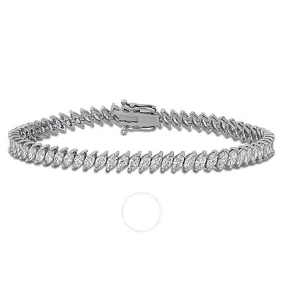 Created Forever 13ct Tw Marquise-cut Lab-grown Diamond Tennis Bracelet In 18k White Gold In Metallic