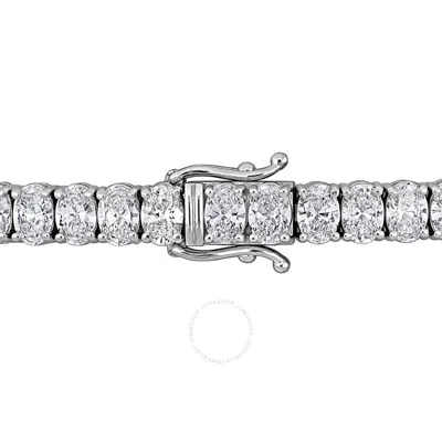 Created Forever 17 1/6ct Tw Oval-cut Lab-grown Diamond Tennis Bracelet In 18k White Gold In Metallic