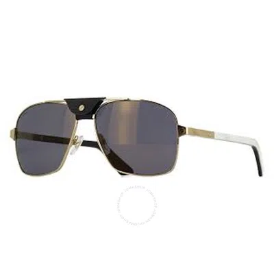 Cartier Santos De  Polarized Grey Gold Mirror Flash Navigator Men's Sunglasses Ct0389s 003 61