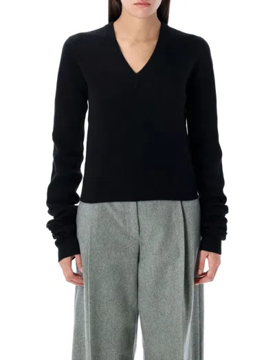 The Garment Como Sleeve Knit Sweater With Flattering V-neck In Black