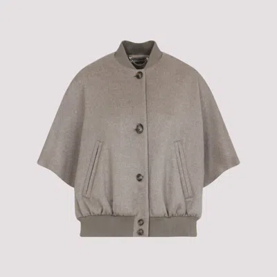 Max Mara Women Cashmere Logo Motif Poncho In Brown