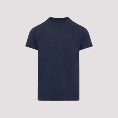 Tom Ford Indigo Blue Cotton T-shirt With Chest Pocket And Crew Neck