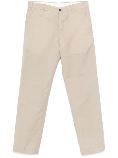 Pt Torino Beige Tailored Trousers In Wool-linen Blend In Neutral