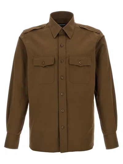 Tom Ford Military Shirt And Blouse Green In Brown