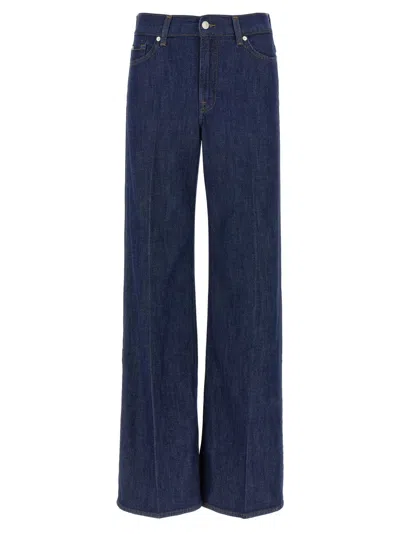 7 For All Mankind High-waisted Wide-leg Denim Jeans With Relaxed Fit In Blue